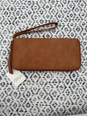 Free People Brown Distressed Vegan Wallet